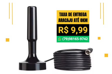 Kit Antena Tv Digital Interna Externa C Imã Prova D`Agua Cabo 4,3 Mteros