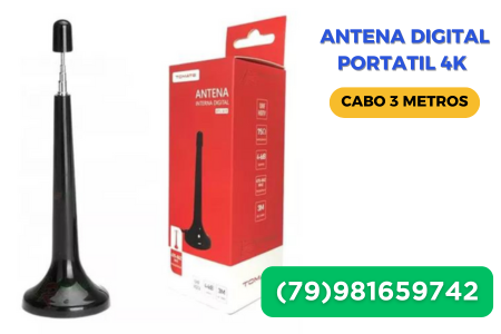 Antena Digital Portatil 4k Cabo 3 Metros