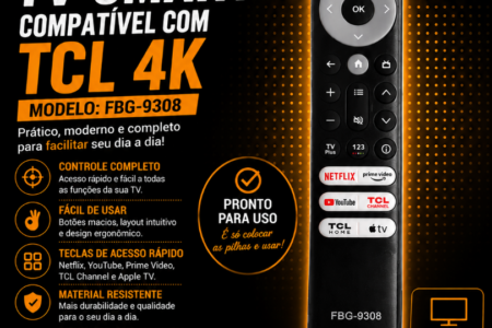 Controle Remoto TV Smart Tcl 4K - Novo